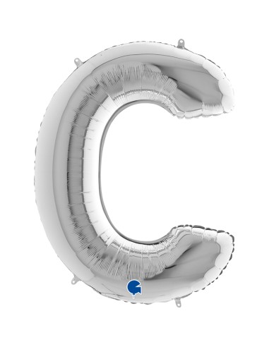 PALLONE MYLAR MEGA LETTERA "C" ARGENTO 102CM - L'Officina delle