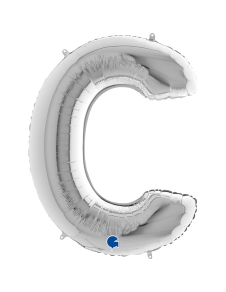 PALLONE MYLAR MEGA LETTERA "C" ARGENTO 102CM - L'Officina delle
