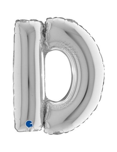 PALLONE MYLAR MEGA LETTERA "D" ARGENTO 102CM - L'Officina delle