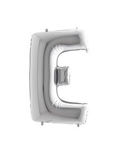 PALLONE MYLAR MEGA LETTERA "E" ARGENTO 102CM - L'Officina delle 2