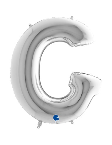PALLONE MYLAR MEGA LETTERA "G" ARGENTO 102CM - L'Officina delle
