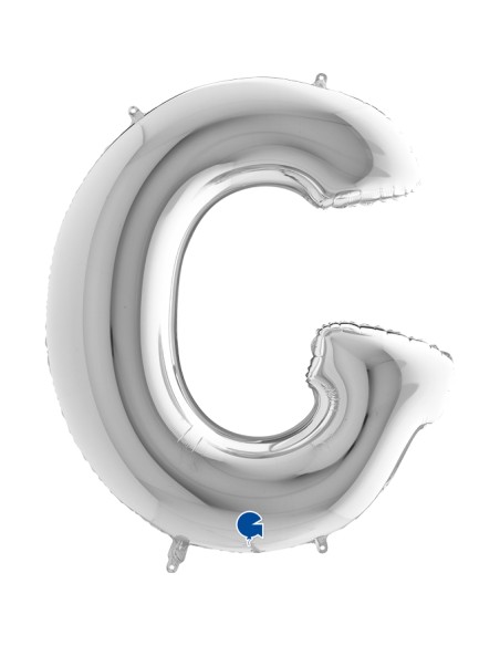 PALLONE MYLAR MEGA LETTERA "G" ARGENTO 102CM - L'Officina delle
