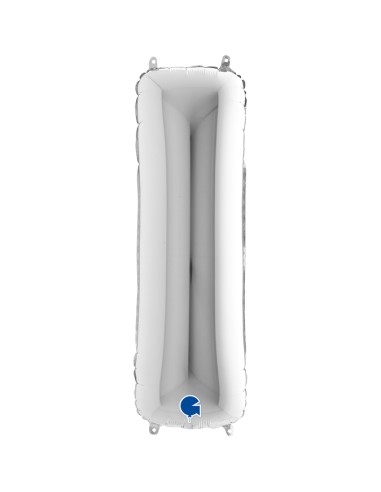 PALLONE MYLAR MEGA LETTERA "I" ARGENTO 102CM - L'Officina delle