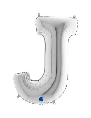 PALLONE MYLAR MEGA LETTERA "J" ARGENTO 102CM - L'Officina delle