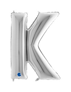 PALLONE MYLAR MEGA LETTERA "K" ARGENTO 102CM - L'Officina delle 2