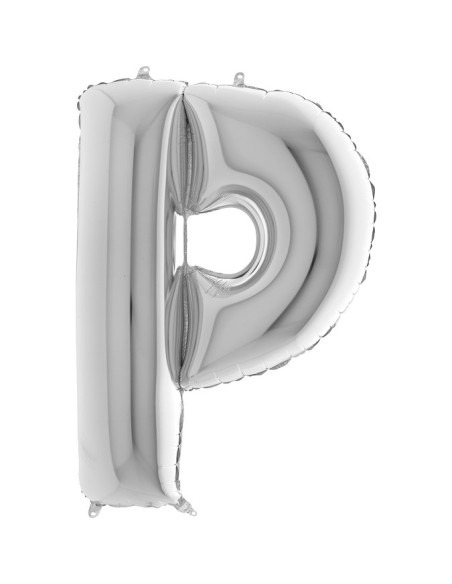 PALLONE MYLAR MEGA LETTERA "P" ARGENTO 102CM - L'Officina delle