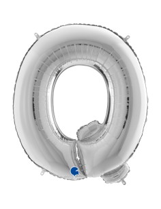 PALLONE MYLAR MEGA LETTERA "Q" ARGENTO 102CM - L'Officina delle 2