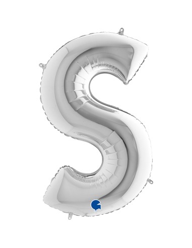 PALLONE MYLAR MEGA LETTERA "S" ARGENTO 102CM - L'Officina delle
