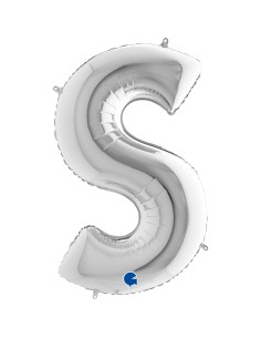 PALLONE MYLAR MEGA LETTERA "S" ARGENTO 102CM - L'Officina delle 2