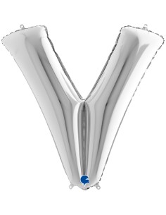 PALLONE MYLAR MEGA LETTERA "V" ARGENTO 102CM - L'Officina delle 2