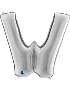 PALLONE MYLAR MEGA LETTERA "W" ARGENTO 102CM - L'Officina delle 2