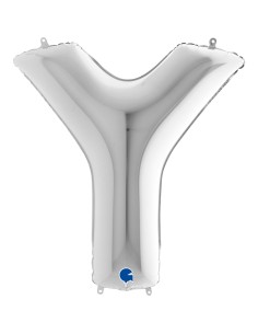 PALLONE MYLAR MEGA LETTERA "Y" ARGENTO 102CM - L'Officina delle 2