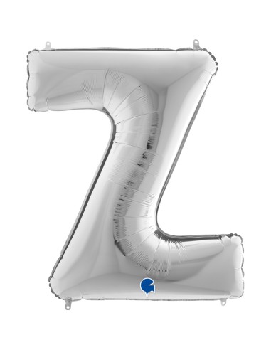 PALLONE MYLAR MEGA LETTERA "Z" ARGENTO 102CM - L'Officina delle