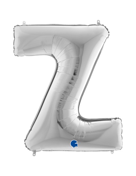 PALLONE MYLAR MEGA LETTERA "Z" ARGENTO 102CM - L'Officina delle