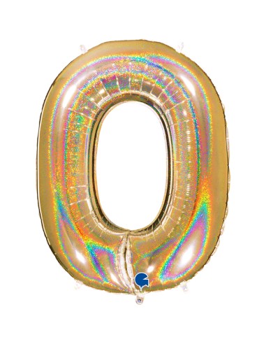 PALLONE MYLAR MEGA N. 0 GLITTER GOLD 102CM - L'Officina delle