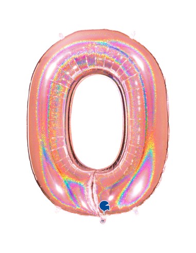 PALLONE MYLAR MEGA N. 0 GLITTER ROSE GOLD 102CM - L'Officina