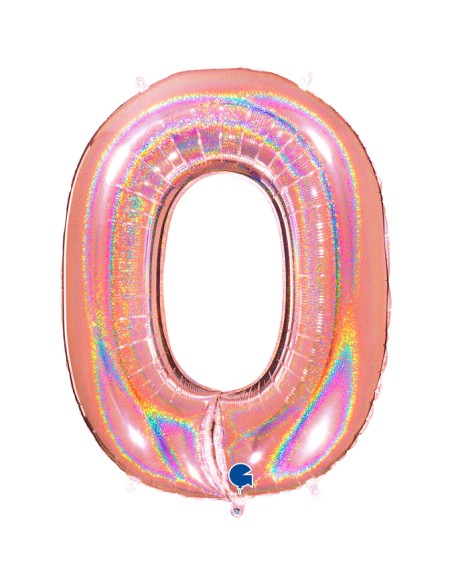 PALLONE MYLAR MEGA N. 0 GLITTER ROSE GOLD 102CM - L'Officina