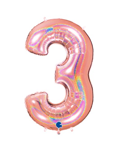 PALLONE MYLAR MEGA N. 3 GLITTER ROSE GOLD 102CM - L'Officina
