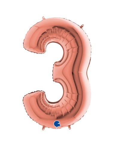 PALLONE MYLAR MEGA N. 3 ROSA GOLD 102CM - L'Officina delle feste