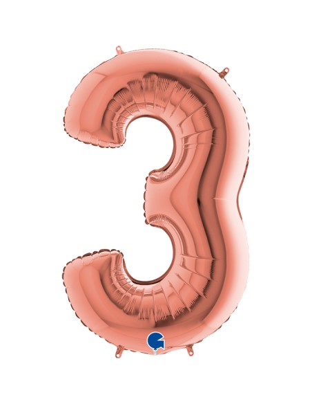 PALLONE MYLAR MEGA N. 3 ROSA GOLD 102CM - L'Officina delle feste