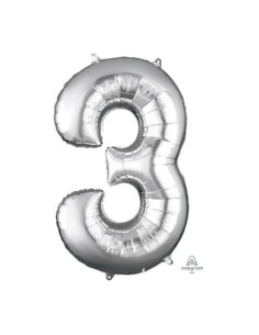 PALLONE MYLAR MEGA N. 3 SILVER 86CM - L'Officina delle feste 2