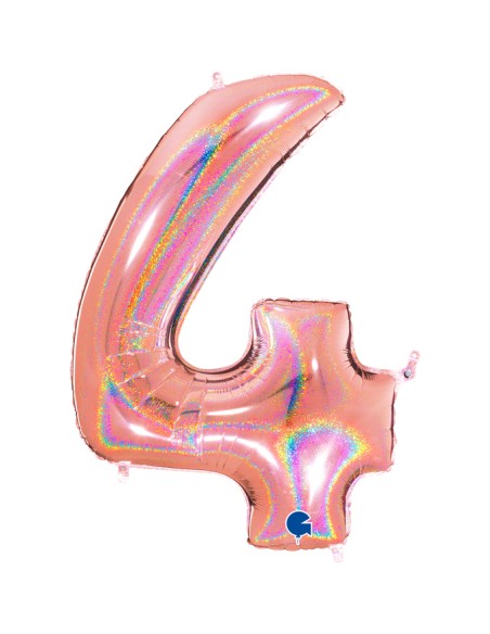 PALLONE MYLAR MEGA N. 4 GLITTER ROSE GOLD 102CM - L'Officina