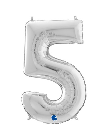 PALLONE MYLAR MEGA N. 5 ARGENTO 102CM - L'Officina delle feste