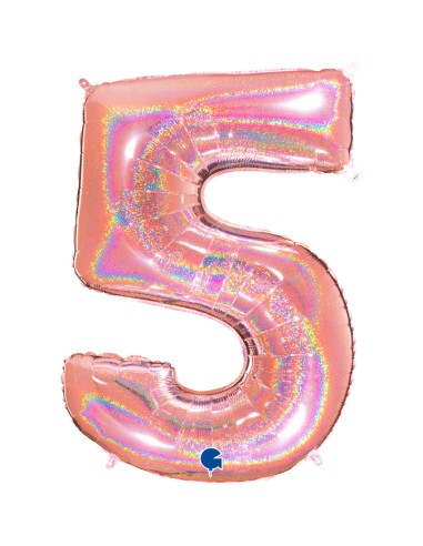 PALLONE MYLAR MEGA N. 5 GLITTER ROSE GOLD 102CM - L'Officina