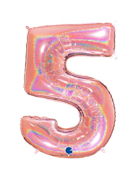PALLONE MYLAR MEGA N. 5 GLITTER ROSE GOLD 102CM - L'Officina