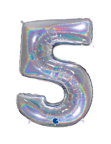 PALLONE MYLAR MEGA N. 5 GLITTER SILVER 102CM - L'Officina delle