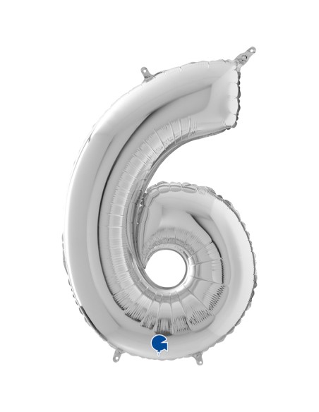 PALLONE MYLAR MEGA N. 6 - 9 ARGENTO 102CM - L'Officina delle