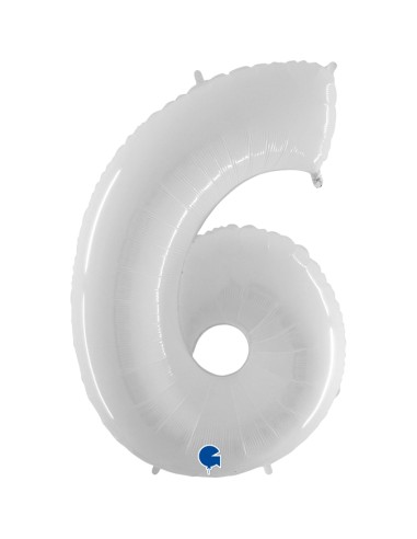 PALLONE MYLAR MEGA N. 6 - 9 BIANCO 102CM - L'Officina delle