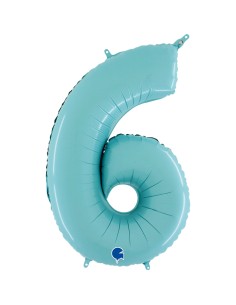 PALLONE MYLAR MEGA N. 6 - 9 CELESTE 102CM - L'Officina delle 2