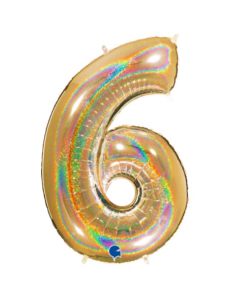 PALLONE MYLAR MEGA N. 6 - 9 GLITTER GOLD 102CM - L'Officina