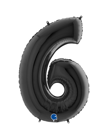 PALLONE MYLAR MEGA N. 6 - 9 NERO 102CM - L'Officina delle feste