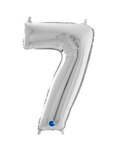 PALLONE MYLAR MEGA N. 7 ARGENTO 102CM - L'Officina delle feste 2