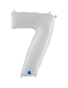PALLONE MYLAR MEGA N. 7 BIANCO 102CM - L'Officina delle feste 2