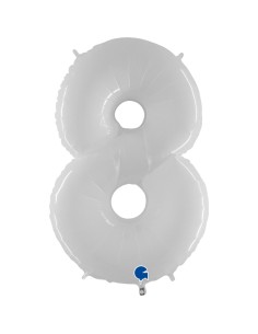 PALLONE MYLAR MEGA N. 8 BIANCO 102CM - L'Officina delle feste 2