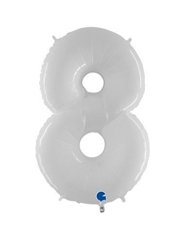 PALLONE MYLAR MEGA N. 8 BIANCO 102CM - L'Officina delle feste