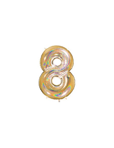 PALLONE MYLAR MEGA N. 8 GLITTER GOLD 102CM - L'Officina delle