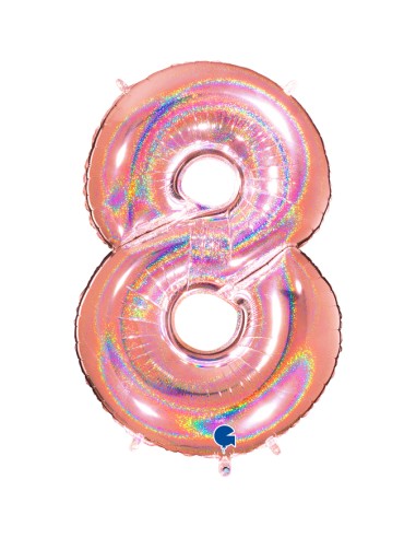 PALLONE MYLAR MEGA N. 8 GLITTER ROSE GOLD 102CM - L'Officina