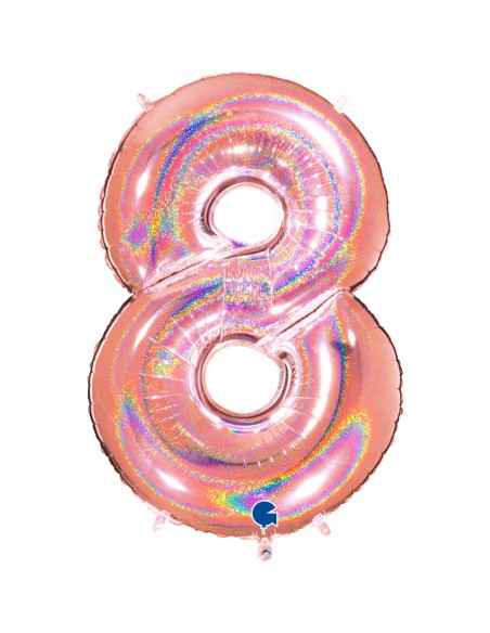 PALLONE MYLAR MEGA N. 8 GLITTER ROSE GOLD 102CM - L'Officina