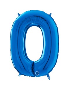 PALLONE MYLAR MEGA NUMERO N. 0 BLU 102CM - L'Officina delle 2