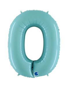PALLONE MYLAR MEGA NUMERO N. 0 CELESTE 102CM - L'Officina delle 2