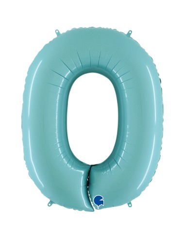 PALLONE MYLAR MEGA NUMERO N. 0 CELESTE 102CM - L'Officina delle