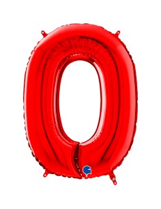 PALLONE MYLAR MEGA NUMERO N. 0 ROSSO 102CM - L'Officina delle 2