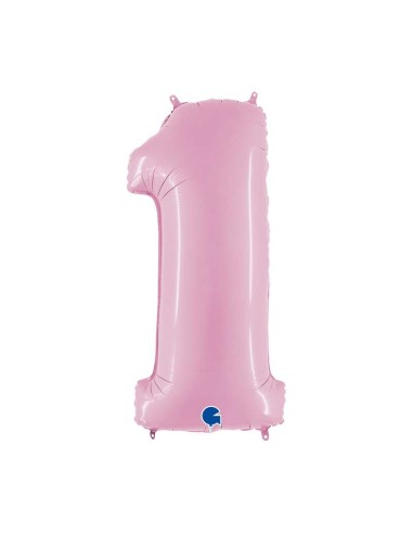 PALLONE MYLAR MEGA NUMERO N. 1 ROSA 102CM - L'Officina delle