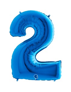 PALLONE MYLAR MEGA NUMERO N. 2 BLU 102CM - L'Officina delle 2