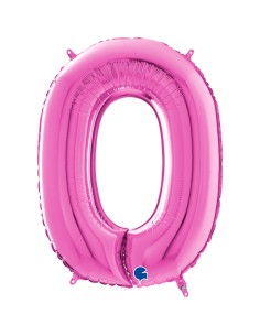 PALLONE MYLAR MEGA NUMERO N. 0 FUCSIA 102CM - L'Officina delle 2