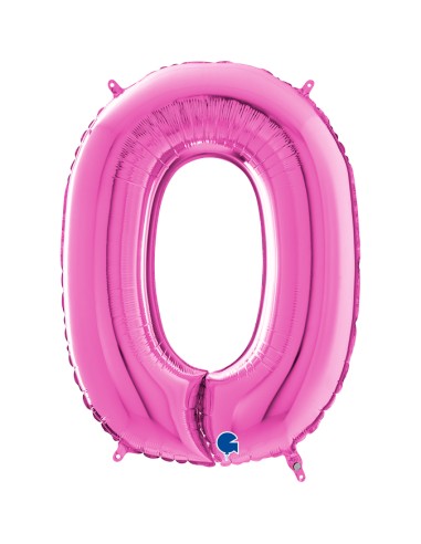 PALLONE MYLAR MEGA NUMERO N. 0 FUCSIA 102CM - L'Officina delle